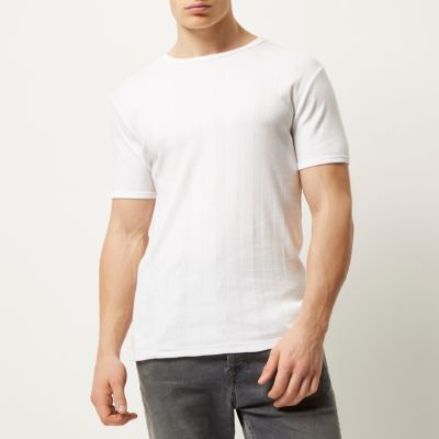 White varied ribbed slim t-shirt